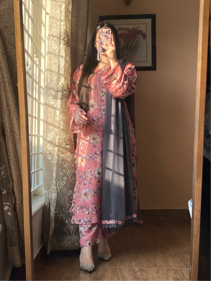 3 Piece -Premium Dobby Lawn Stitched Dress - 237