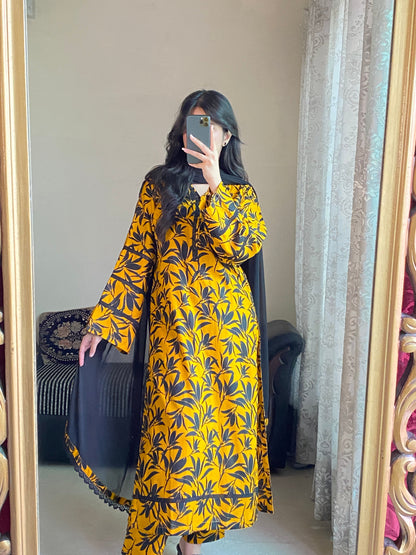 3-Piece Dobby Lawn Stitched Dress - 241