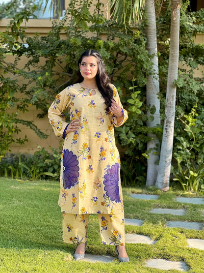 2 Piece Slub Khaddar -Stitched