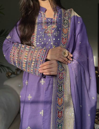 3 Piece - Embroidered Pure Lawn Suit-291