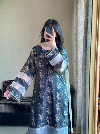 3 Piece - Lawn Printed Stitched Dress - 1006