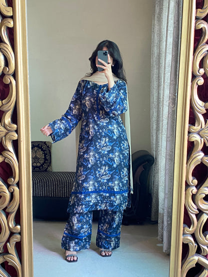 3 Piece - Lawn Printed Stitched Dress - 1004