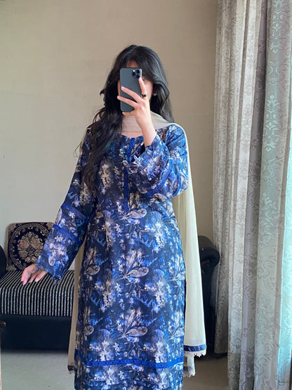 3 Piece - Lawn Printed Stitched Dress - 1004