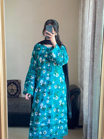 3 Piece - Lawn Printed Stitched Dress - 1003