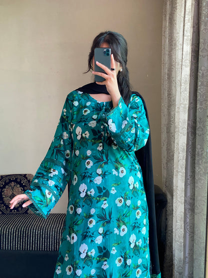 3 Piece - Lawn Printed Stitched Dress - 1003