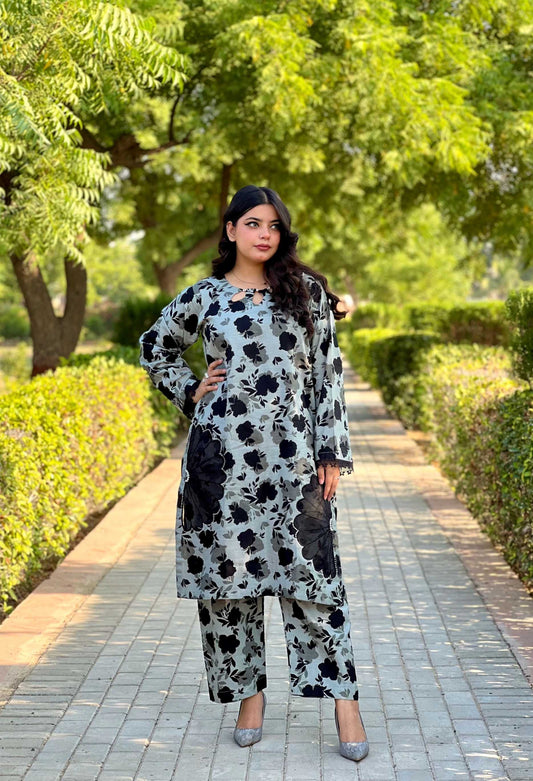 2 PC Khaddar Stitched Suit - 041 Black