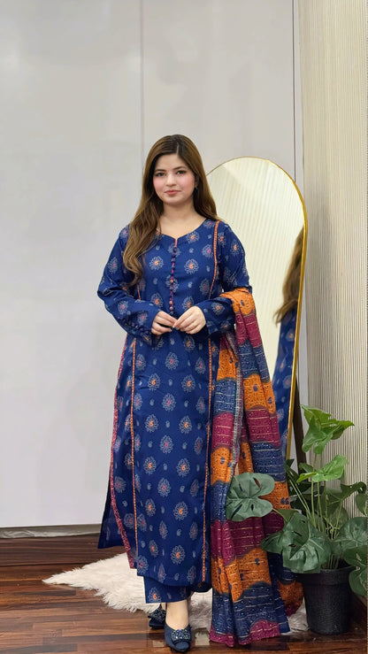 3 Piece - Printed Lawn Stitched Suit-296