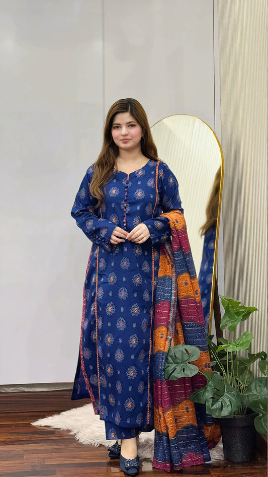 3 Piece - Printed Lawn Stitched Suit-296