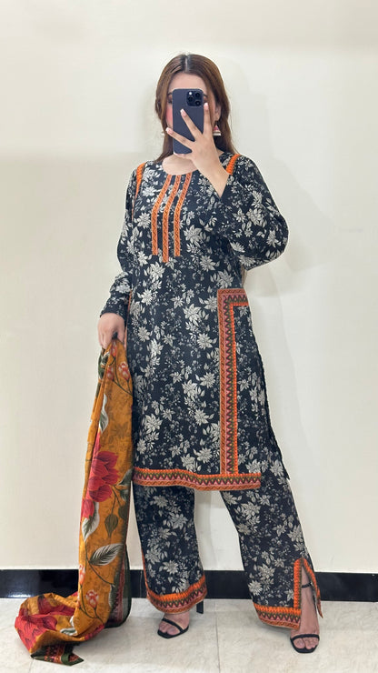 3 Piece Lawn Printed Stitched Dress - 022