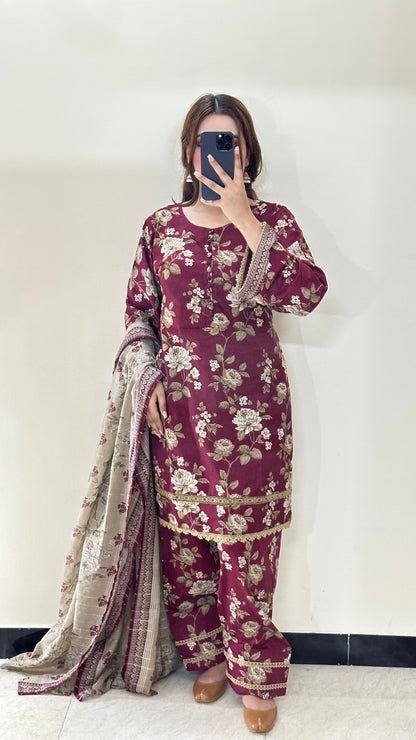 3 Piece Lawn Printed Stitched Dress - 024