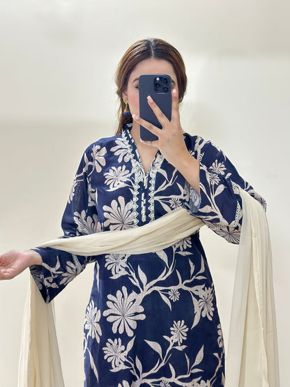 3 Piece -Pure Lawn Stitched Dress - 506