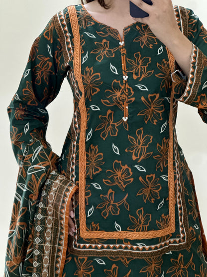 3 Piece Lawn Printed Stitched Dress - 023