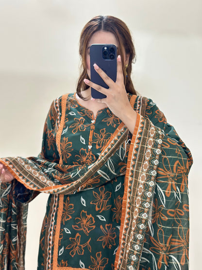 3 Piece Lawn Printed Stitched Dress - 023