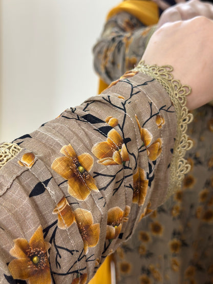 3 Piece -Pure Lawn Stitched Dress - 500