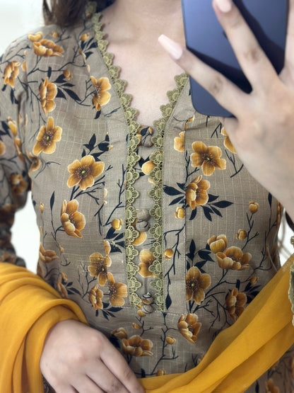 3 Piece -Bana Dora Lawn Printed Dress