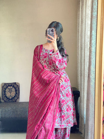 3 Piece-Pure Lawn Stitched Dress- 91