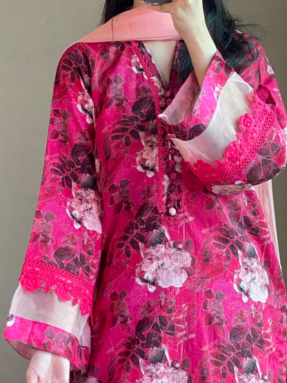 3 Piece- Lawn Printed Dress Stitched-092