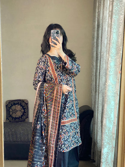 3 Piece-Pure Lawn Printed Stitched Dress - 093