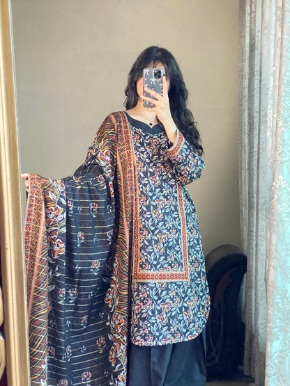 3 Piece-Pure Lawn Printed Stitched Dress - 093