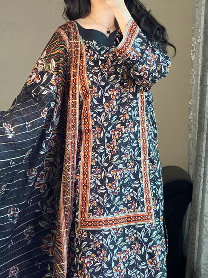 3 Piece-Pure Lawn Printed Stitched Dress - 093