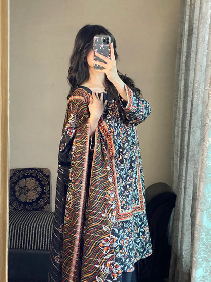 3 Piece-Pure Lawn Printed Stitched Dress - 093