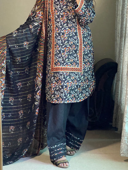 3 Piece-Pure Lawn Printed Stitched Dress - 093