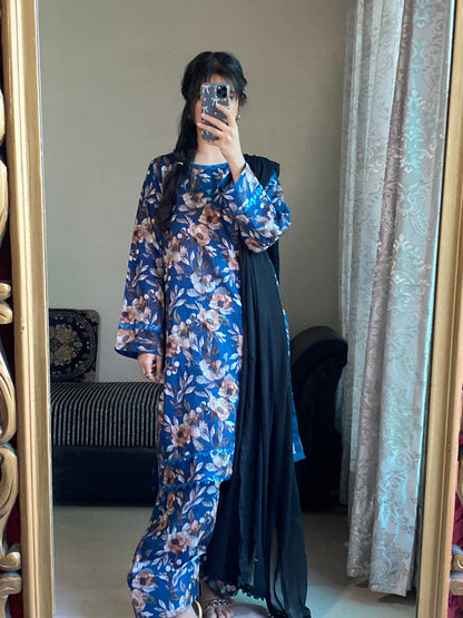 3 Piece -Pure Lawn Bana Dora With Farshi Shalwar