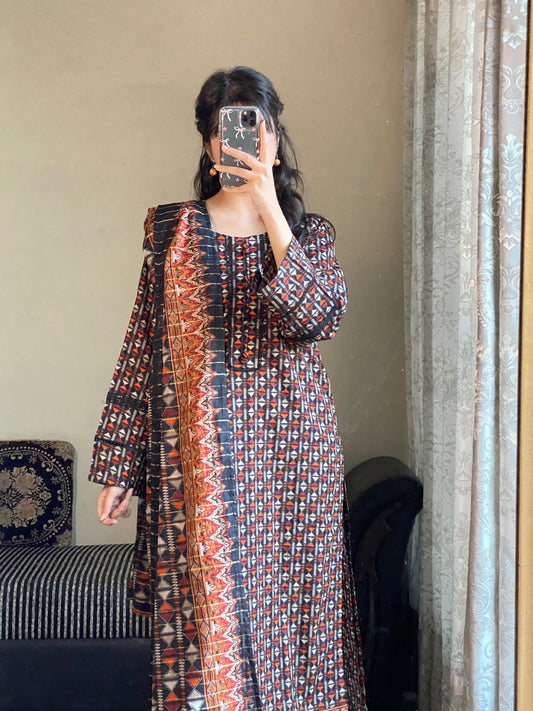 3 Piece -Pure Lawn Stitched Dress -240