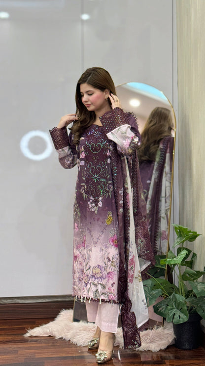 3 Piece - Embroidered Pure Lawn Suit-273