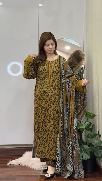 3 Piece - Printed Lawn Stitched Suit-274