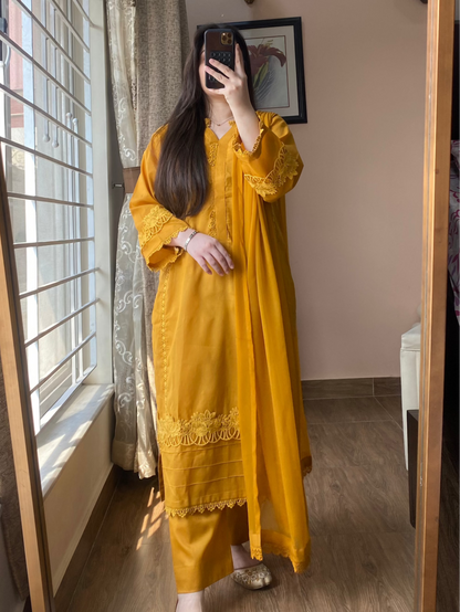 3 Piece -Lawn Solid Dress-101