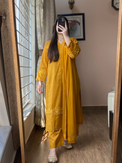 3 Piece -Lawn Solid Dress-101