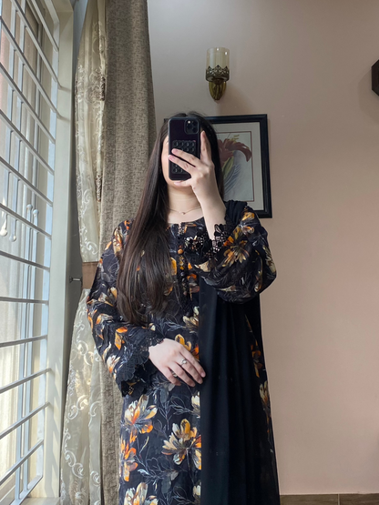 3 Piece - Lawn Bana Dora Stitched Dress-086