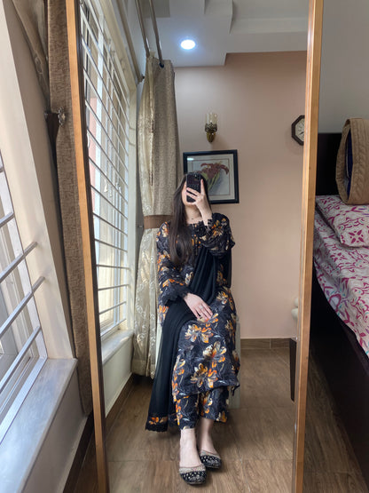 3 Piece - Lawn Bana Dora Stitched Dress-086