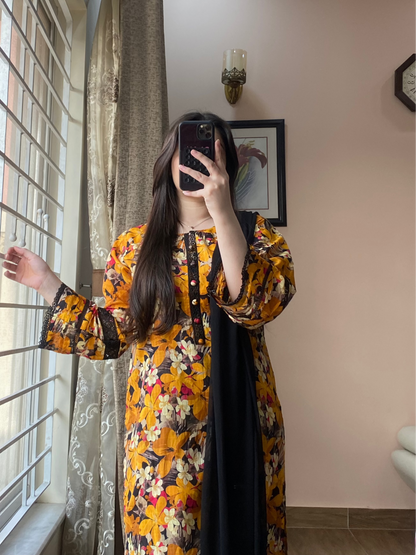 3 Piece-Bana Dora Lawn Stitched Dress- 088