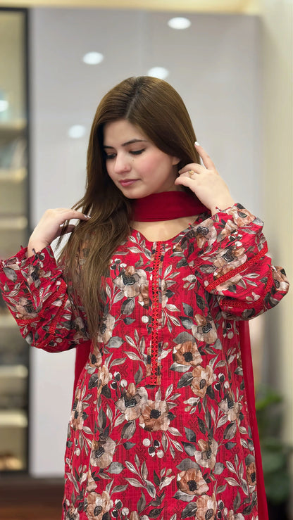 3-Piece Lawn Stitched Dress - 250