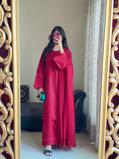 3-Piece Plain Khaddar Stitched Suit-215