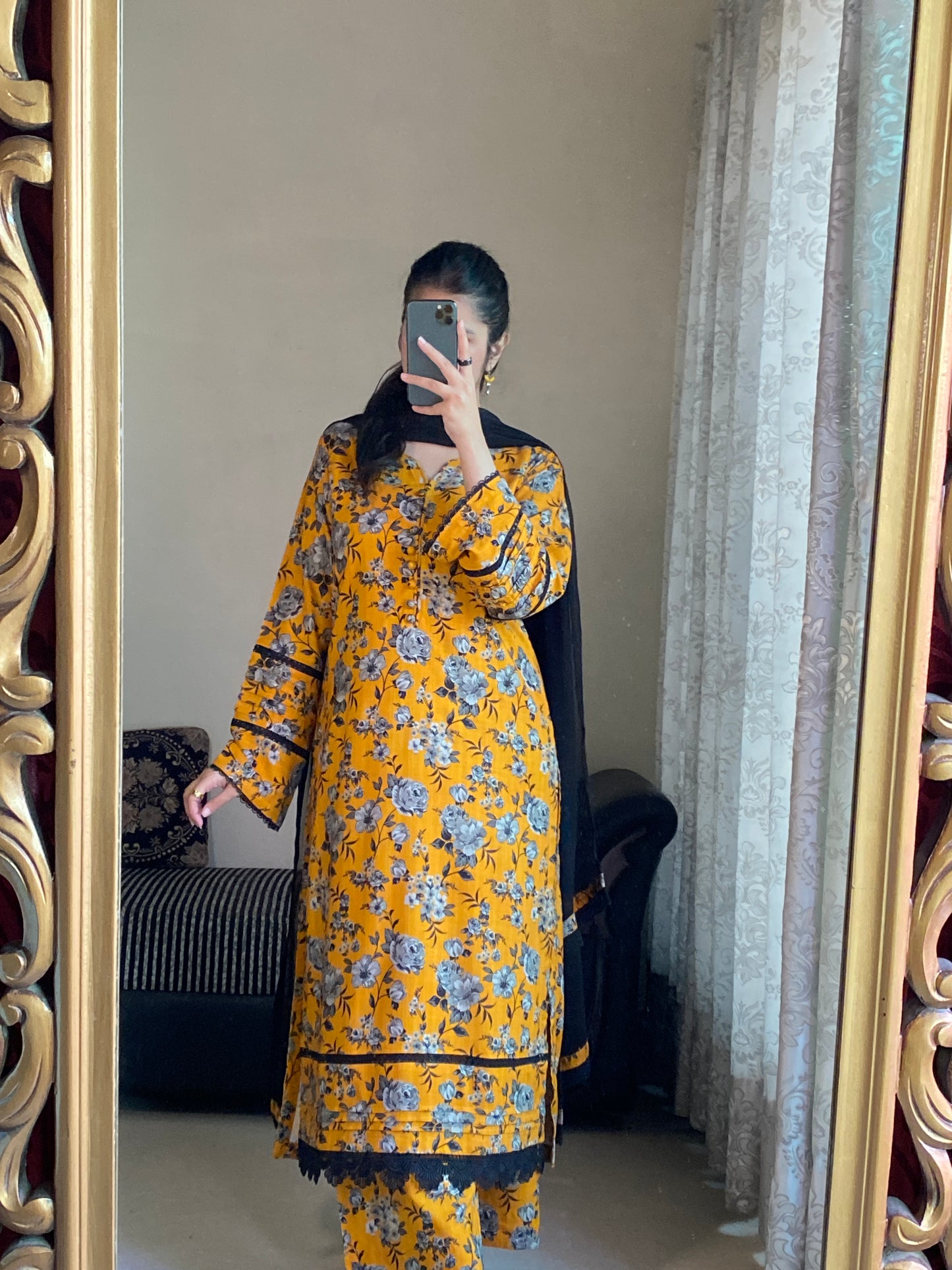 3 Piece -Winter Slub Linen Stitched-058