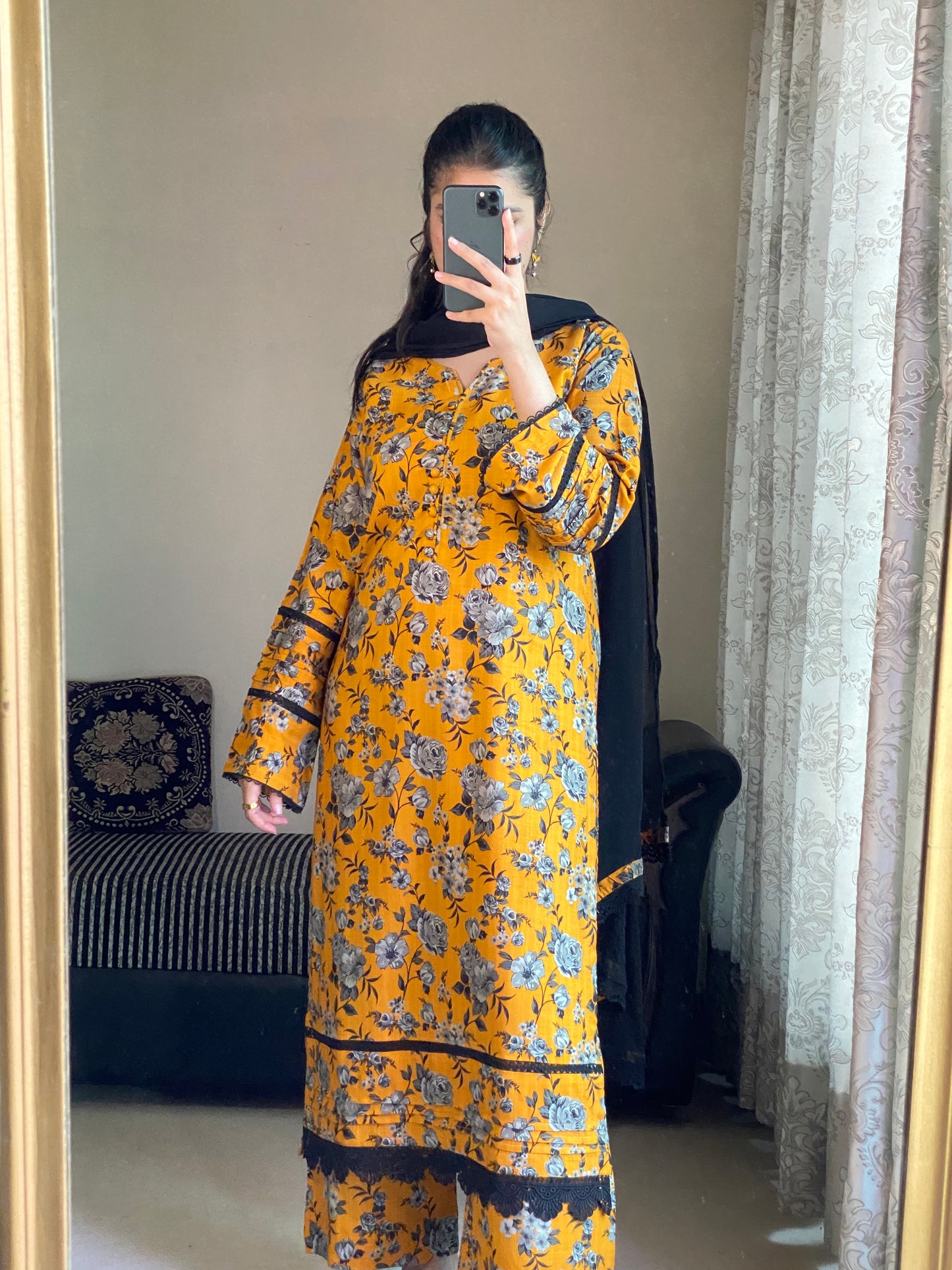 3 Piece -Winter Slub Linen Stitched-058