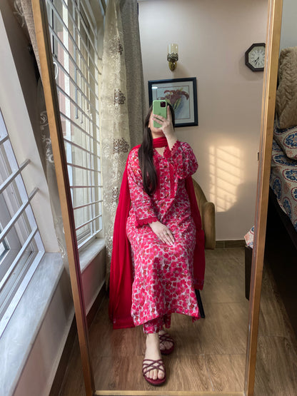 3 Piece - Pure Lawn Stitched Suit - 071