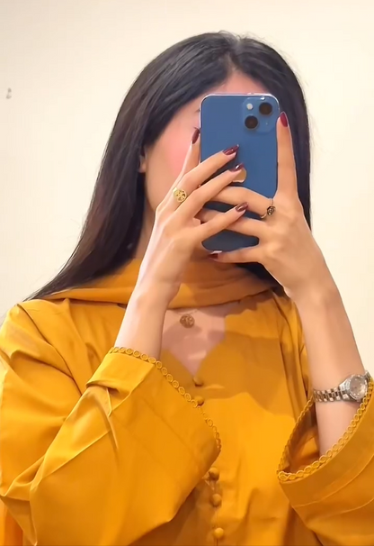 3 Piece - Soft Karandi Mustard colour Stitched 047