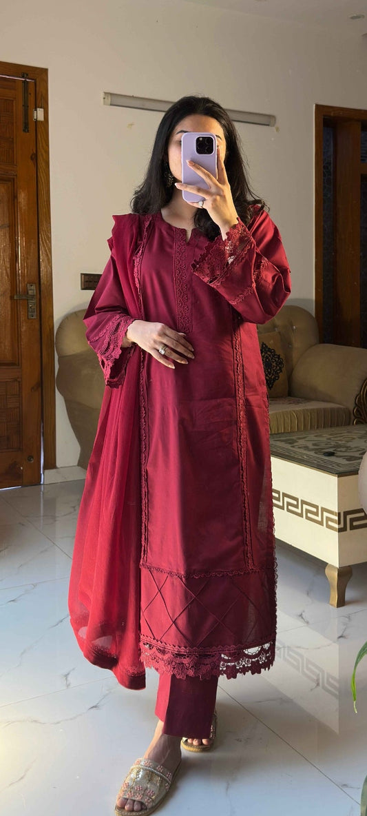 3-Piece Premium Lawn Stitched Suit-289