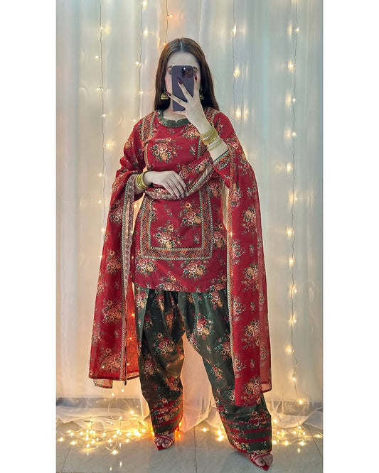 3 Piece Lawn Printed Stitched Dress - 015