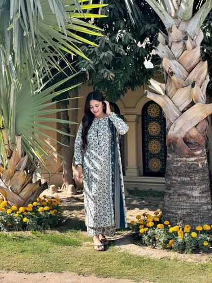 3-Piece Premium Lawn Stitched Dress -245