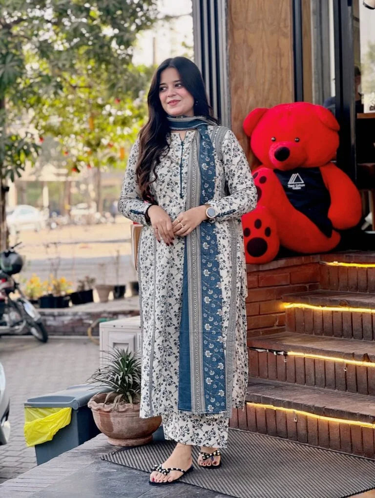 3-Piece Premium Lawn Stitched Dress -245
