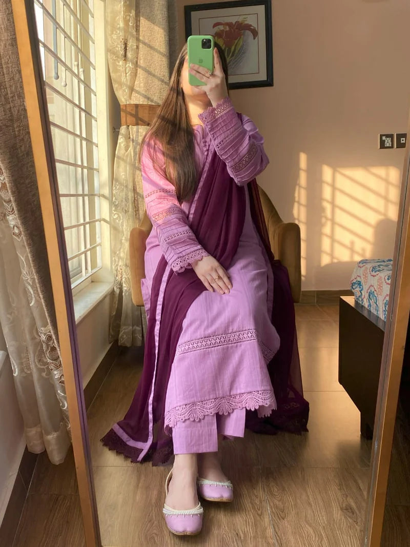3 Piece - Lawn Doriya Stitched Dress-104