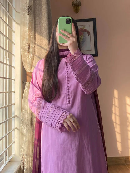 3 Piece - Pure Lawn Stitched Dress-104