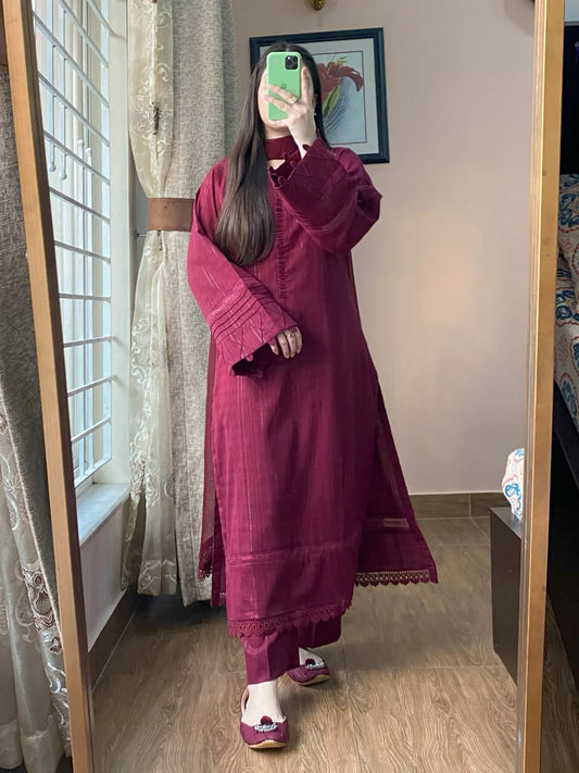 3 Piece - Doriya Lawn Stitched Dress-105