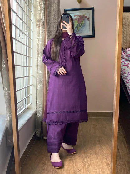 3 Piece Pure Lawn Stitch Suit with Farshi Shalwar 202