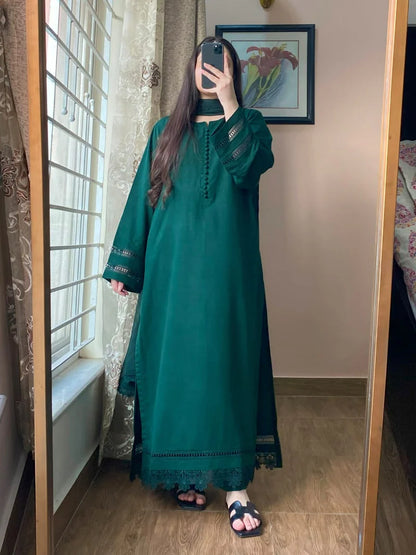 3-Piece Plain Khaddar Dress Stitched-210